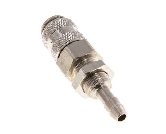 Messing vernickelt DN 5 Luftkupplungsmuffe 6 mm Schlauchsäule Bulkhead Double Shut-Off