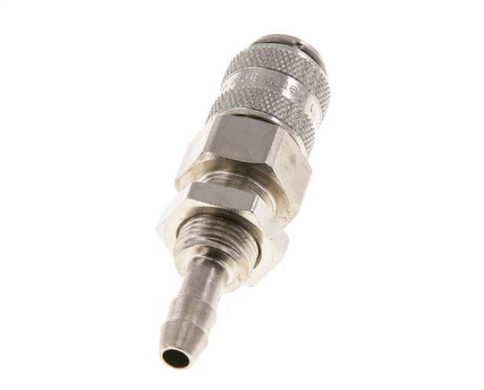 Messing vernickelt DN 5 Luftkupplungsmuffe 6 mm Schlauchsäule Bulkhead Double Shut-Off