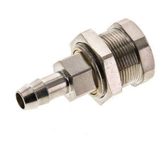 Nickel-plated Brass DN 5 Air Coupling Socket 8 mm Hose Pillar Bulkhead Pull-Off Double Shut-Off