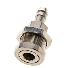 Nickel-plated Brass DN 5 Air Coupling Socket 8 mm Hose Pillar Bulkhead Pull-Off Double Shut-Off