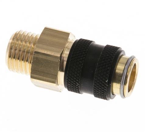 Brass DN 5 Black Air Coupling Socket G 1/4 inch Male Double Shut-Off
