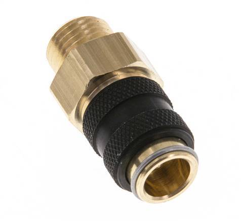 Brass DN 5 Black Air Coupling Socket G 1/4 inch Male Double Shut-Off