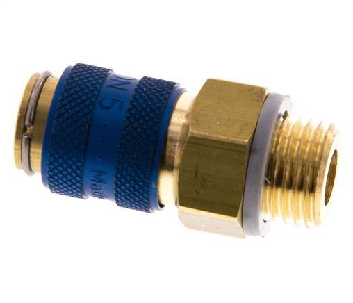 Messing DN 5 Blau Luftkupplung Muffe G 1/4 Zoll Außengewinde