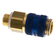 Brass DN 5 Blue Air Coupling Socket G 1/8 inch Male Double Shut-Off