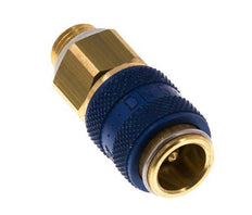 Messing DN 5 Blau Luftkupplung Muffe G 1/8 Zoll männlich Doppelabsperrung