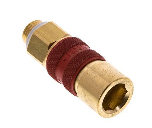 Brass DN 5 Red-Coded Air Coupling Socket G 1/8 inch Male
