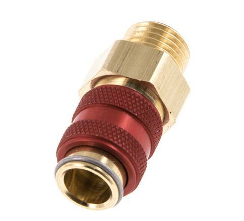 Messing DN 5 Rot Luftkupplung Muffe G 1/4 Zoll männlich Doppelabsperrung