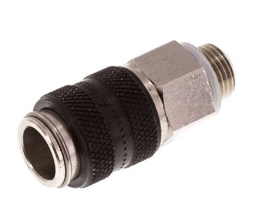 Messing vernickelt DN 5 Schwarz Luftkupplung Muffe G 1/8 Zoll Außengewinde
