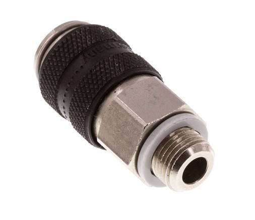 Messing vernickelt DN 5 Schwarz Luftkupplung Muffe G 1/8 Zoll Außengewinde