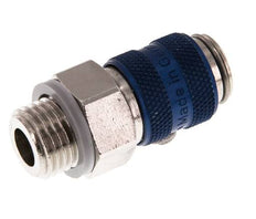 Messing vernickelt DN 5 Blau Luftkupplung Muffe G 1/4 Zoll Außengewinde