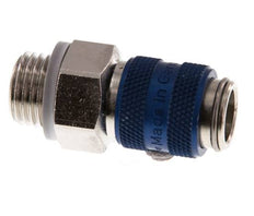Messing vernickelt DN 5 Blau Luftkupplung Muffe G 1/4 Zoll Außengewinde
