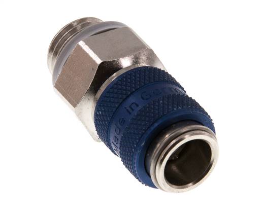 Messing vernickelt DN 5 Blau Luftkupplung Muffe G 1/4 Zoll Außengewinde
