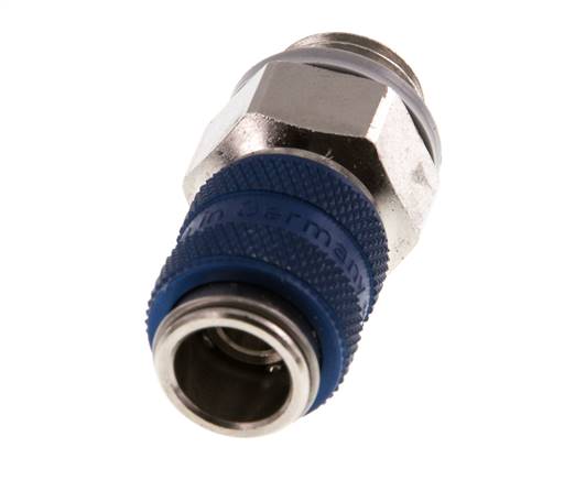 Messing vernickelt DN 5 Blau Luftkupplung Muffe G 1/4 Zoll Außengewinde