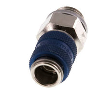 Messing vernickelt DN 5 Blau Luftkupplung Muffe G 1/4 Zoll Außengewinde