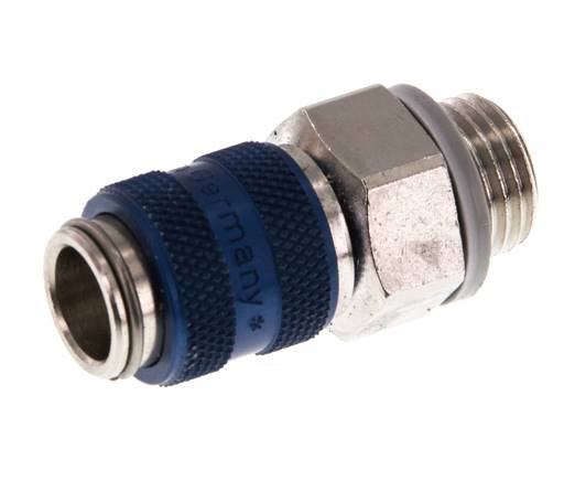 Messing vernickelt DN 5 Blau Luftkupplung Muffe G 1/4 Zoll Außengewinde