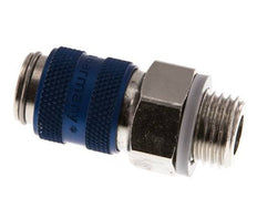 Messing vernickelt DN 5 Blau Luftkupplung Muffe G 1/4 Zoll Außengewinde