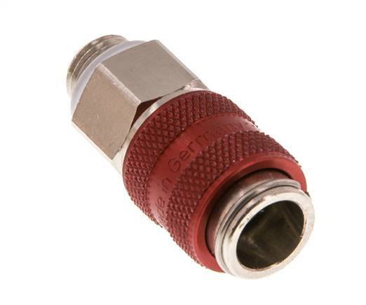 Messing vernickelt DN 5 Rot Luftkupplungsmuffe G 1/8 Zoll Außengewinde