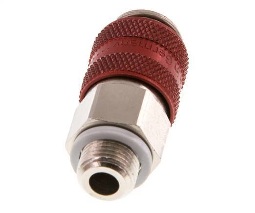 Messing vernickelt DN 5 Rot Luftkupplungsmuffe G 1/8 Zoll Außengewinde