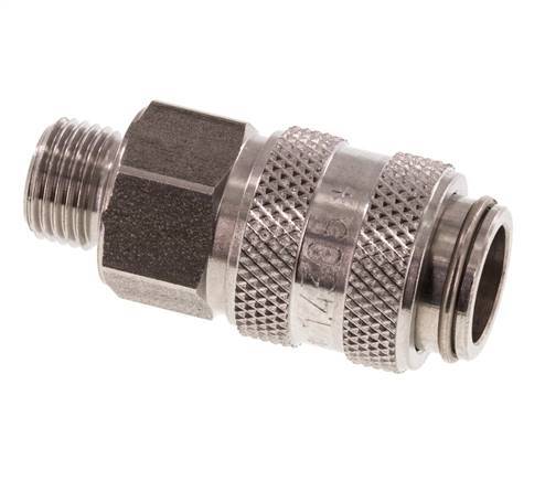 Stainless steel DN 5 Air Coupling Socket G 1/8 inch Male Double Shut-Off