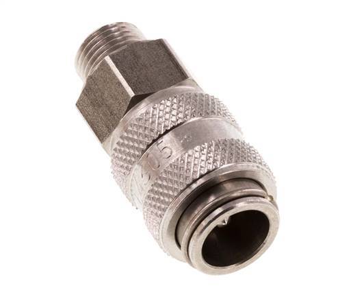 Edelstahl DN 5 Luftkupplung Muffe G 1/8 Zoll Außengewinde Doppelabsperrung