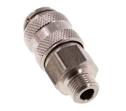 Edelstahl DN 5 Luftkupplung Muffe G 1/8 Zoll Außengewinde Doppelabsperrung