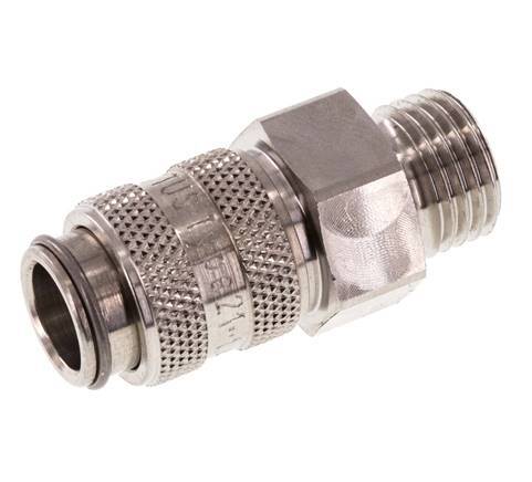 Stainless Steel 316L DN 5 Air Coupling Socket G 1/4 inch Male Double Shut-Off