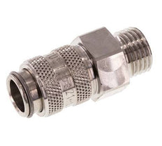 Stainless Steel 316L DN 5 Air Coupling Socket G 1/4 inch Male Double Shut-Off