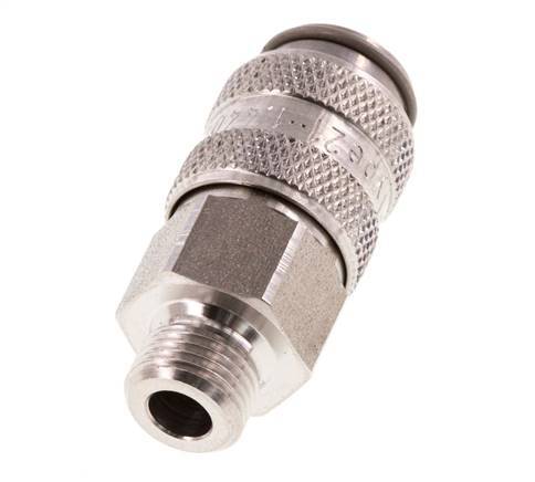 Edelstahl 316L DN 5 Luftkupplung Muffe G 1/8 Zoll Außengewinde Doppelabsperrung