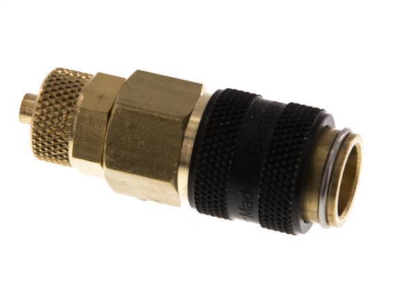 Brass DN 5 Black Air Coupling Socket 4x6 mm Union Nut Double Shut-Off