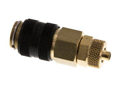 Messing DN 5 Schwarz Luftkupplung Muffe 4x6 mm Überwurfmutter Doppelabsperrung