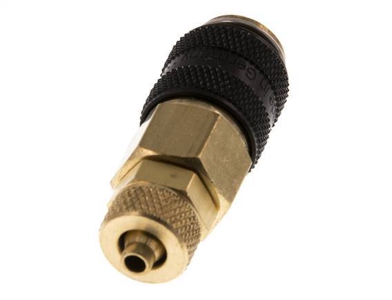 Messing DN 5 Schwarz Luftkupplung Muffe 4x6 mm Überwurfmutter Doppelabsperrung