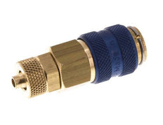 Messing DN 5 Blau Luftkupplung Muffe 4x6 mm Überwurfmutter Doppelabsperrung