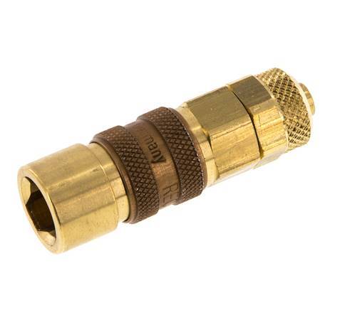 Messing DN 5 Braun Luftkupplungsmuffe 6x8 mm Überwurfmutter