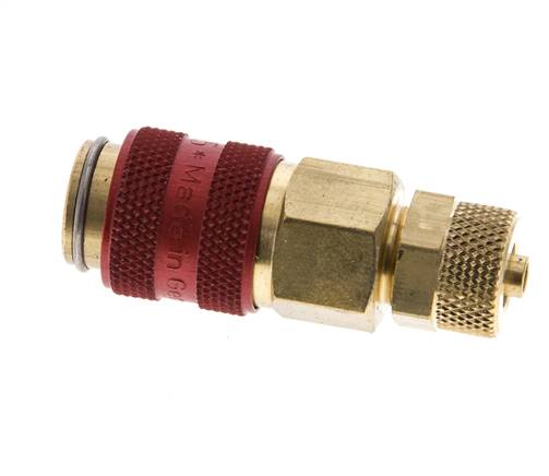 Messing DN 5 Rot Luftkupplungsmuffe 4x6 mm Überwurfmutter