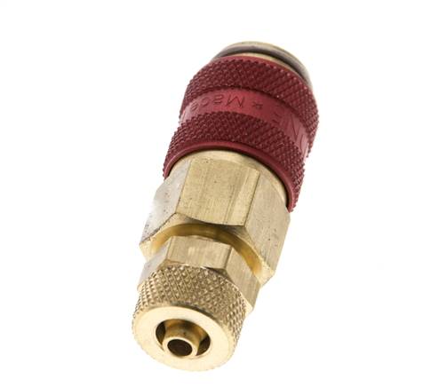 Messing DN 5 Rot Luftkupplungsmuffe 4x6 mm Überwurfmutter