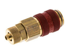 Messing DN 5 Rot Luftkupplung Muffe 4x6 mm Überwurfmutter Doppelabsperrung