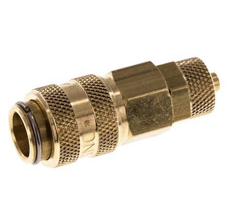 Brass DN 5 Air Coupling Socket 4x6 mm Union Nut Double Shut-Off