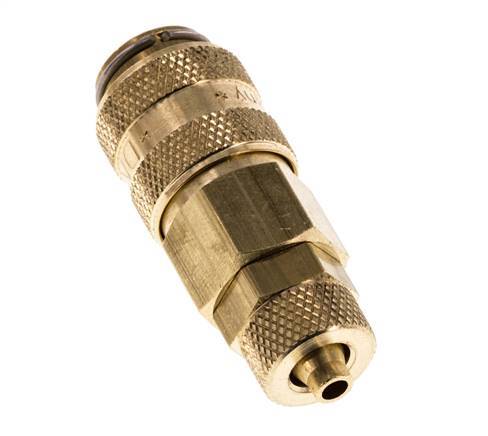 Brass DN 5 Air Coupling Socket 4x6 mm Union Nut Double Shut-Off