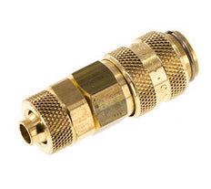 Brass DN 5 Air Coupling Socket 6x8 mm Union Nut Double Shut-Off