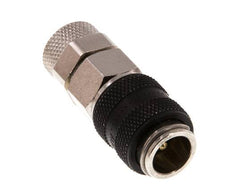 Messing vernickelt DN 5 Schwarz Luftkupplungsmuffe 6x8 mm Überwurfmutter Doppelabsperrung