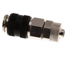 Messing vernickelt DN 5 Schwarz Luftkupplungsmuffe 6x8 mm Überwurfmutter Doppelabsperrung