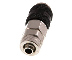 Messing vernickelt DN 5 Schwarz Luftkupplungsmuffe 6x8 mm Überwurfmutter Doppelabsperrung