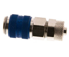 Messing vernickelt DN 5 Blau Luftkupplungsmuffe 6x8 mm Überwurfmutter Doppelabsperrung