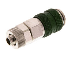 Messing vernickelt DN 5 Grün Luftkupplungsmuffe 6x8 mm Überwurfmutter Doppelabsperrung