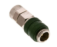 Messing vernickelt DN 5 Grün Luftkupplungsmuffe 6x8 mm Überwurfmutter Doppelabsperrung