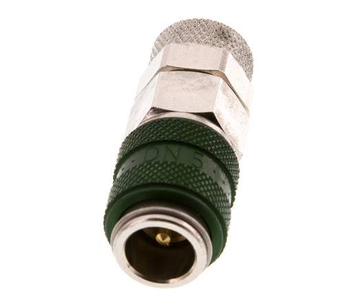 Messing vernickelt DN 5 Grün Luftkupplungsmuffe 6x8 mm Überwurfmutter Doppelabsperrung