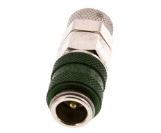 Messing vernickelt DN 5 Grün Luftkupplungsmuffe 6x8 mm Überwurfmutter Doppelabsperrung