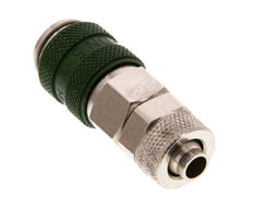 Messing vernickelt DN 5 Grün Luftkupplungsmuffe 6x8 mm Überwurfmutter Doppelabsperrung