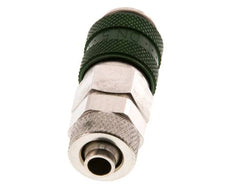 Messing vernickelt DN 5 Grün Luftkupplungsmuffe 6x8 mm Überwurfmutter Doppelabsperrung