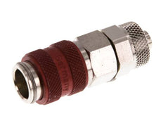Messing vernickelt DN 5 Rot Luftkupplungsmuffe 6x8 mm Überwurfmutter Doppelabsperrung